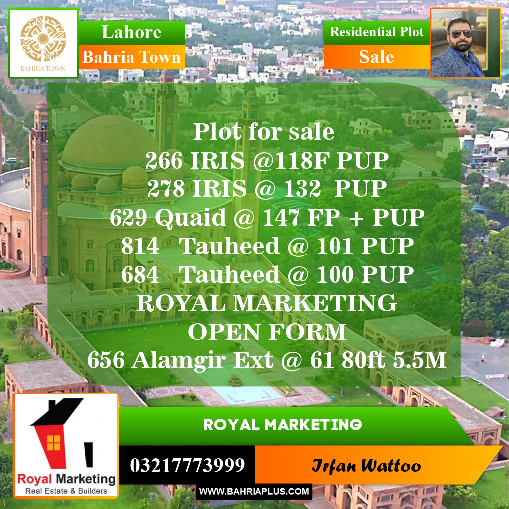 Residential Plot for Sale in Bahria Town, Lahore - (BP-151464)