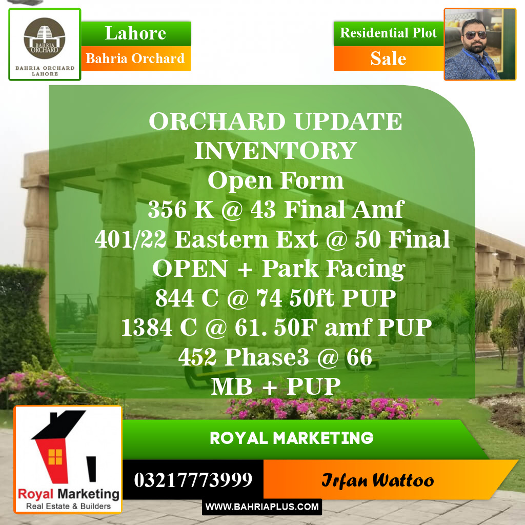 Residential Plot for Sale in Bahria Orchard, Lahore - (BP-151468)