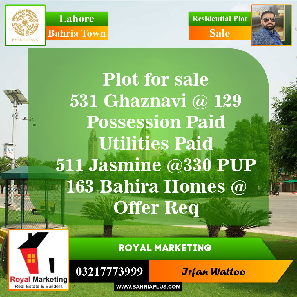 Residential Plot for Sale in Bahria Town, Lahore - (BP-151469)