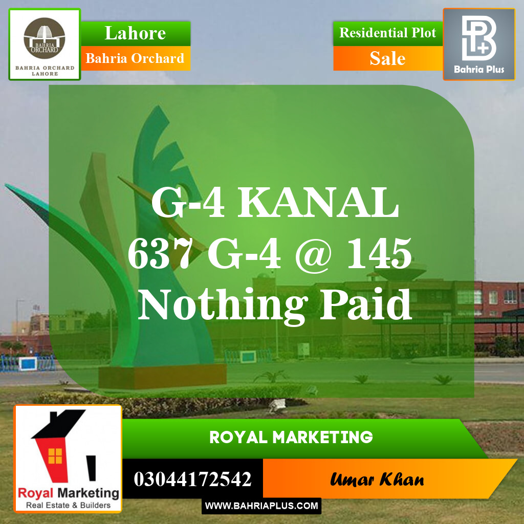 Residential Plot for Sale in Bahria Orchard, Lahore - (BP-151489)