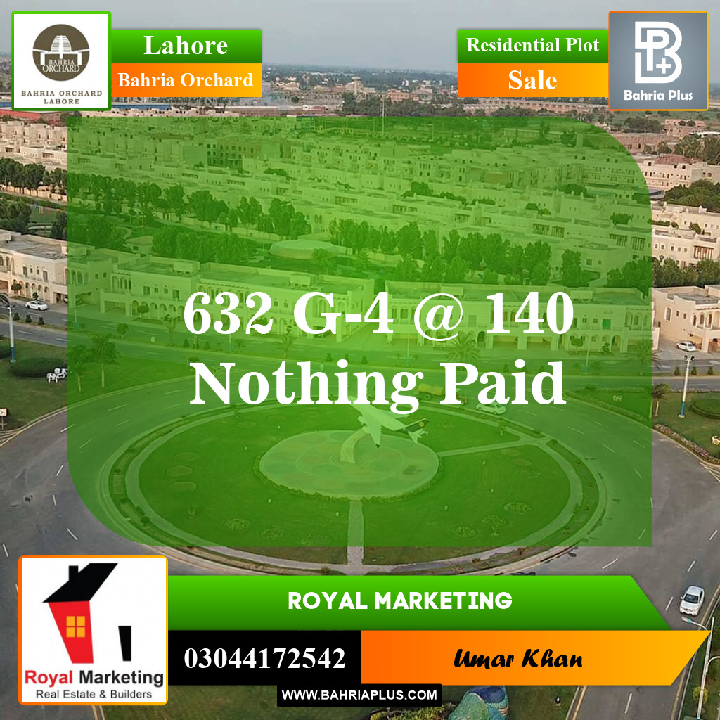 Residential Plot for Sale in Phase 4 - G4 Block -  Bahria Orchard, Lahore - (BP-151490)