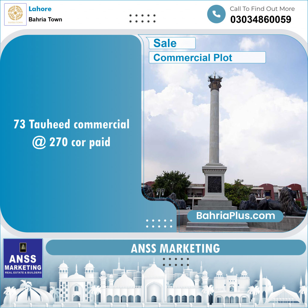 Commercial Plot for Sale in Sector F - Tauheed Commercial -  Bahria Town, Lahore - (BP-151513)