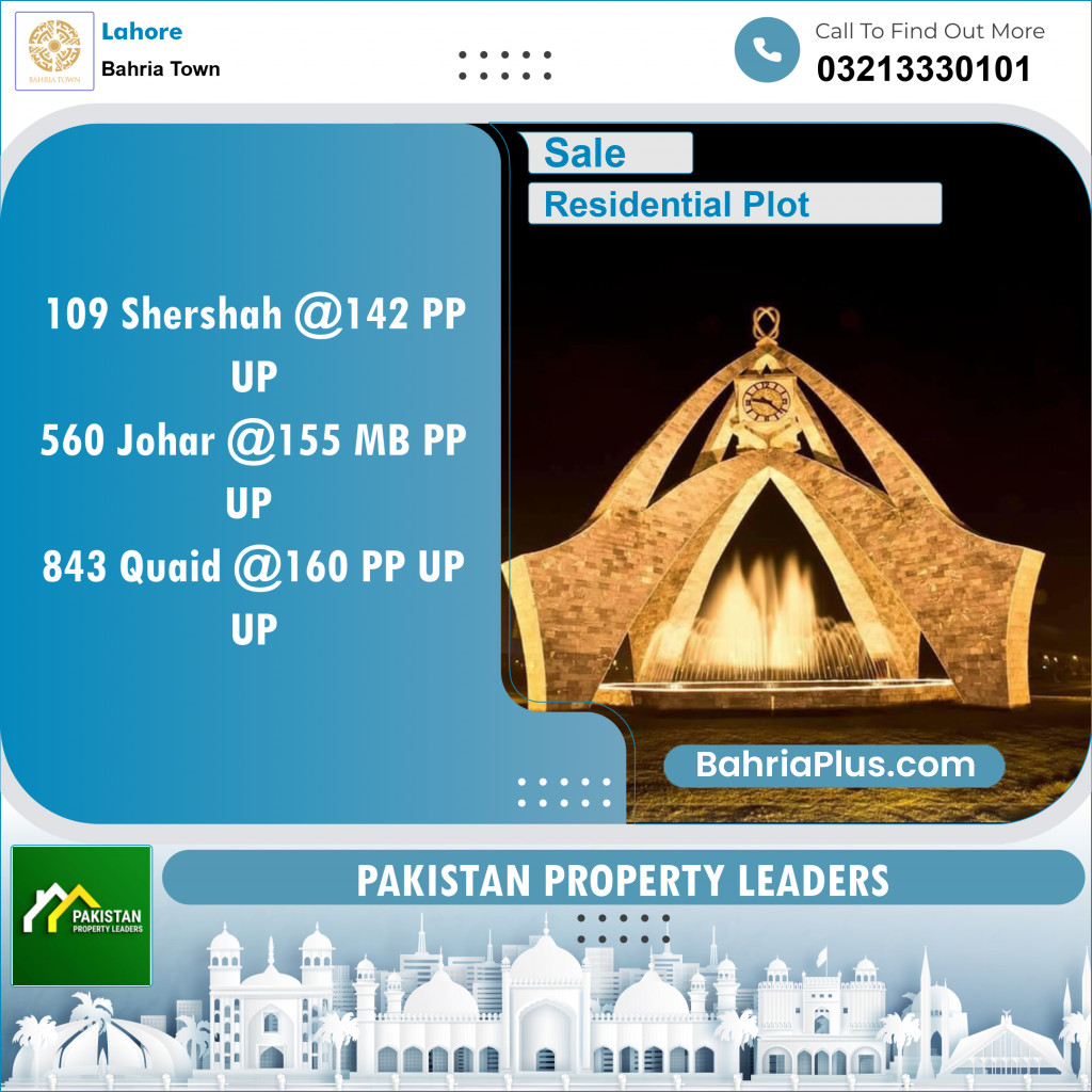 Residential Plot for Sale in Sector F - Shershah Block -  Bahria Town, Lahore - (BP-151589)