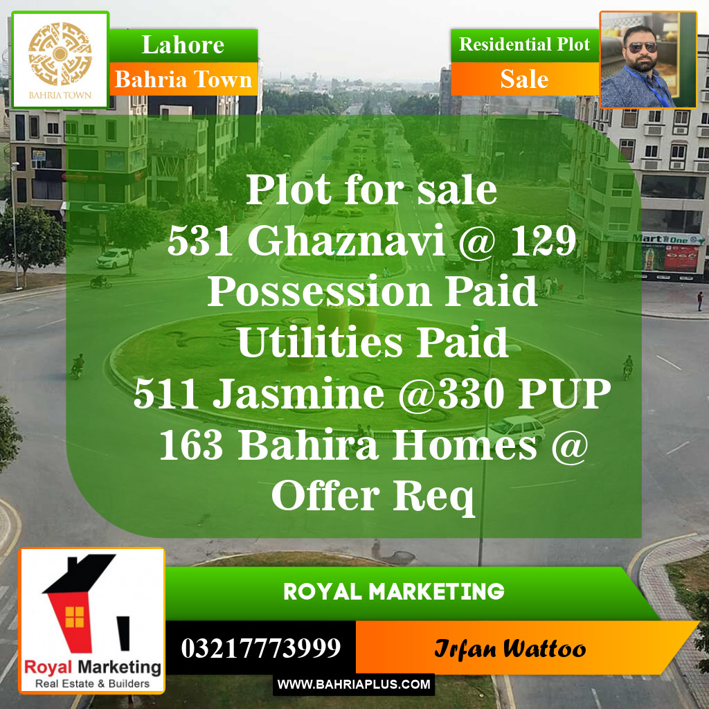 Residential Plot for Sale in Sector F - Ghaznavi Block -  Bahria Town, Lahore - (BP-151596)