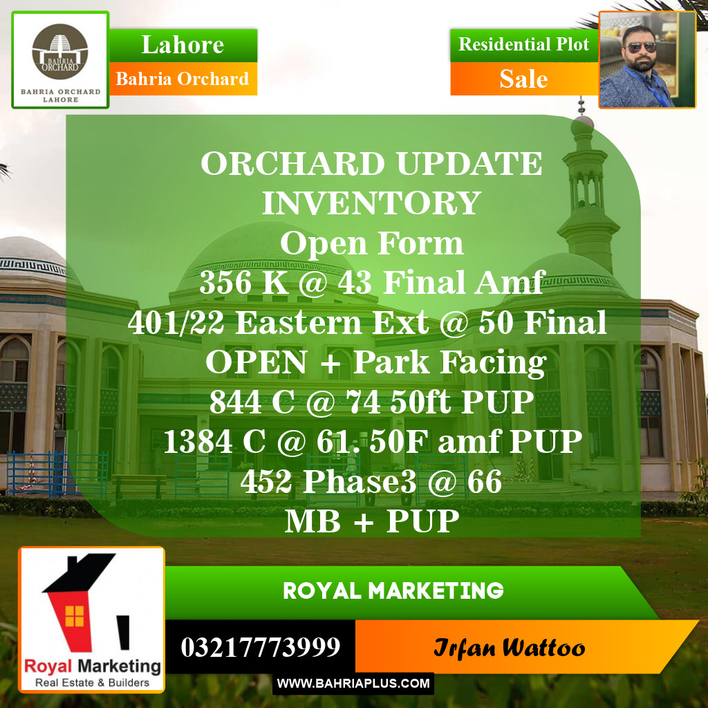 Residential Plot for Sale in Phase 2 - K Block -  Bahria Orchard, Lahore - (BP-151597)