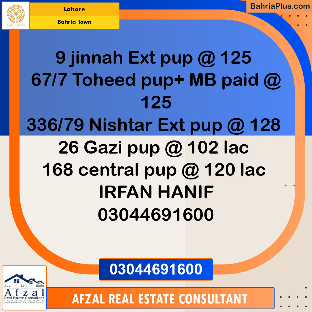 Residential Plot for Sale in Sector E - Jinnah Ext. Block -  Bahria Town, Lahore - (BP-151602)