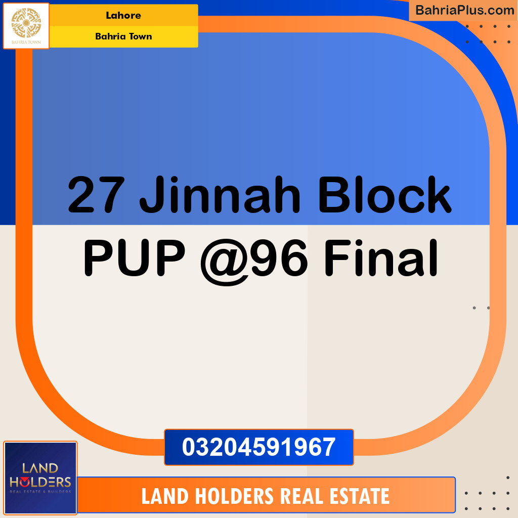 Residential Plot for Sale in Sector E - Jinnah Block -  Bahria Town, Lahore - (BP-151615)