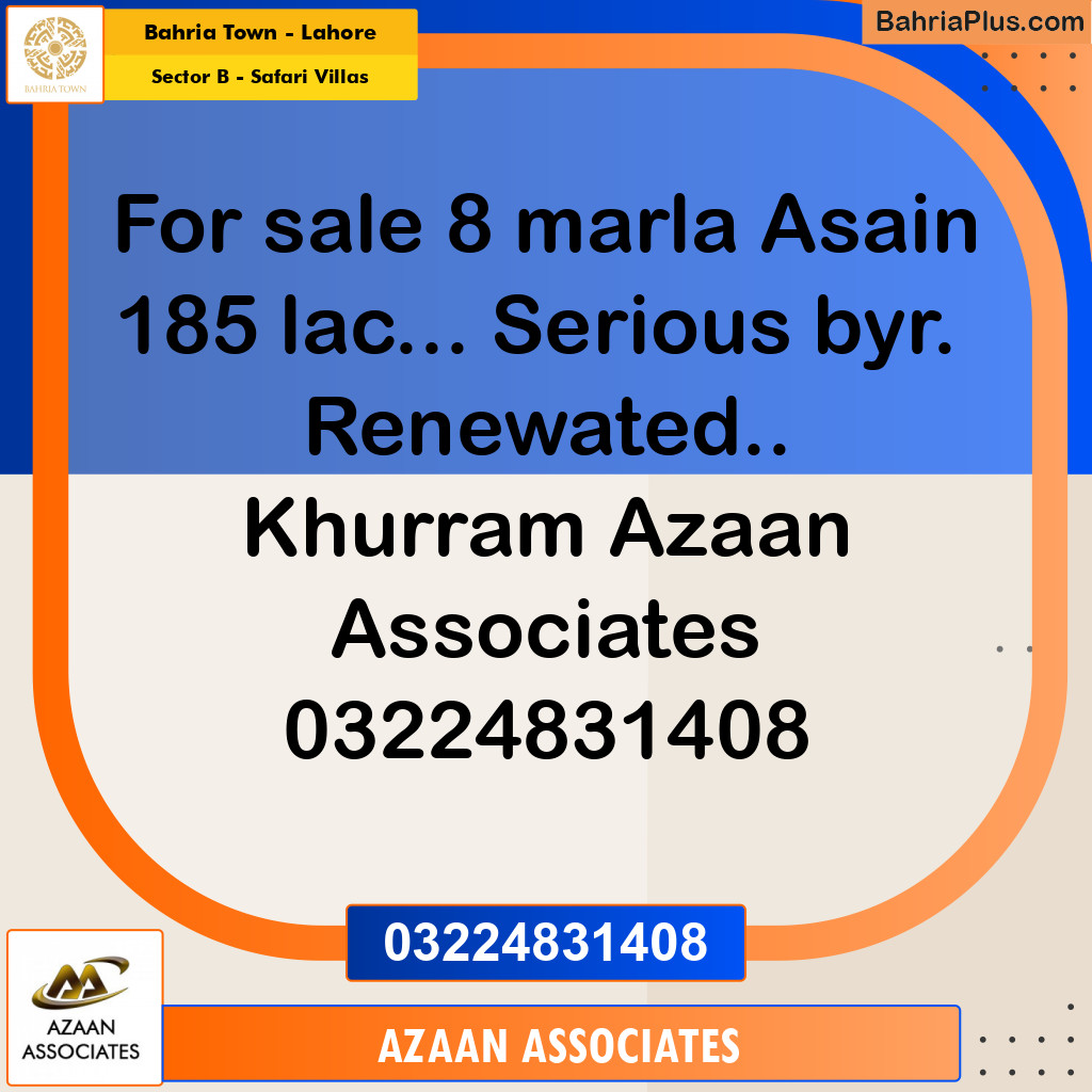 Residential Plot for Sale in Sector B - Safari Villas -  Bahria Town, Lahore - (BP-151648)