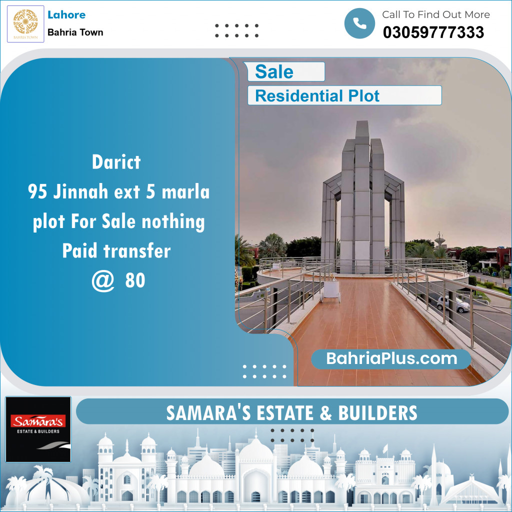 Residential Plot for Sale in Bahria Town, Lahore - (BP-151700)