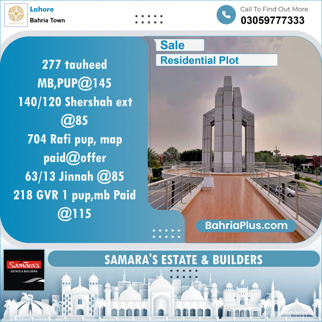 Residential Plot for Sale in Bahria Town, Lahore - (BP-151713)