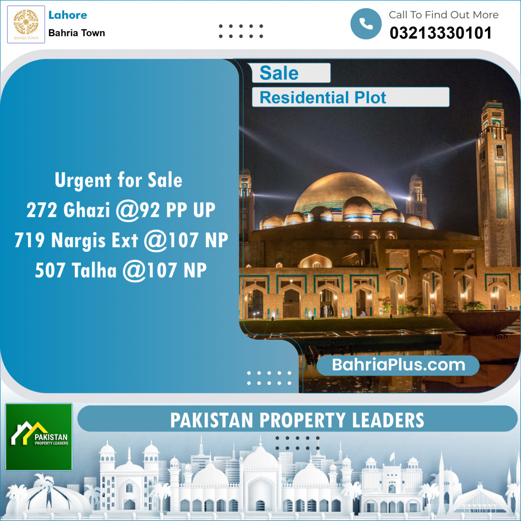 Residential Plot for Sale in Bahria Town, Lahore - (BP-151732)