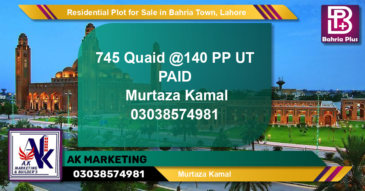 Residential Plot for Sale in Bahria Town, Lahore - (BP-151745)