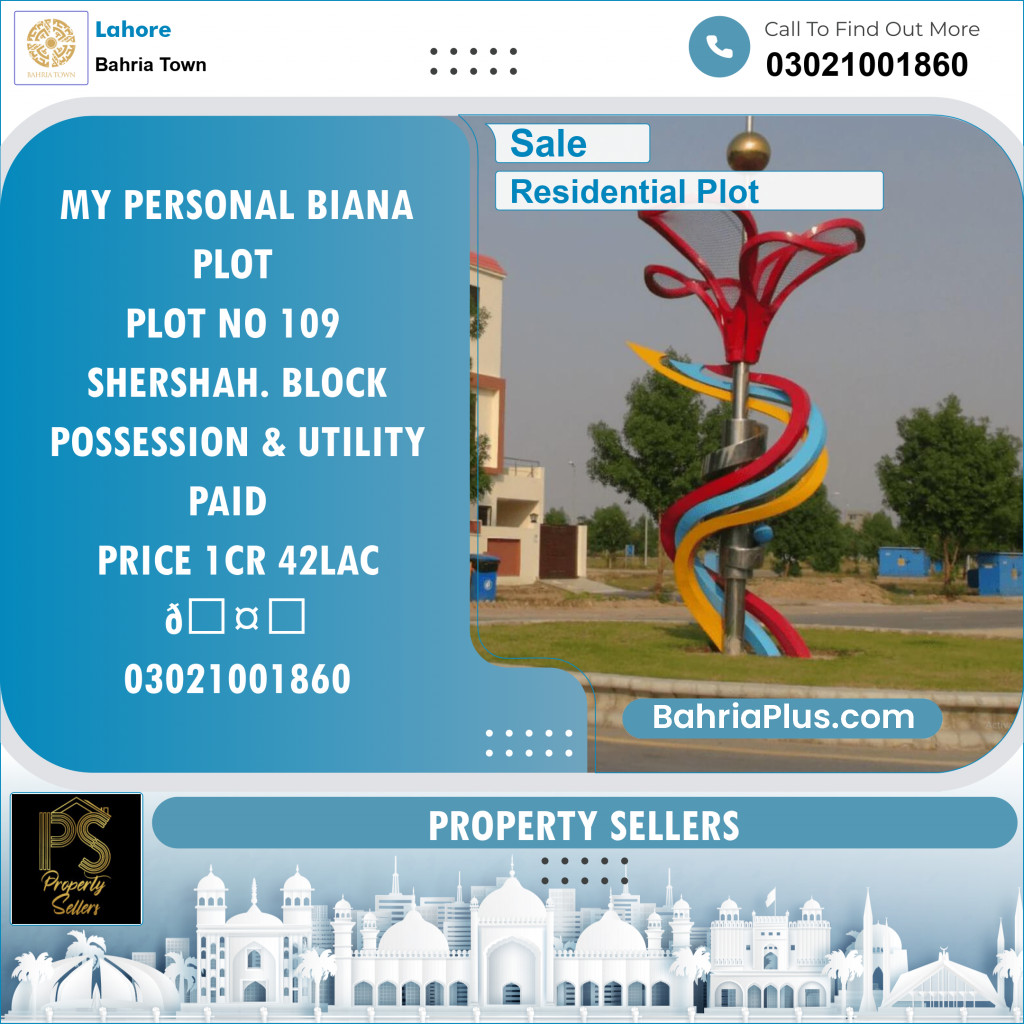 Residential Plot for Sale in Sector F - Shershah Block -  Bahria Town, Lahore - (BP-151754)