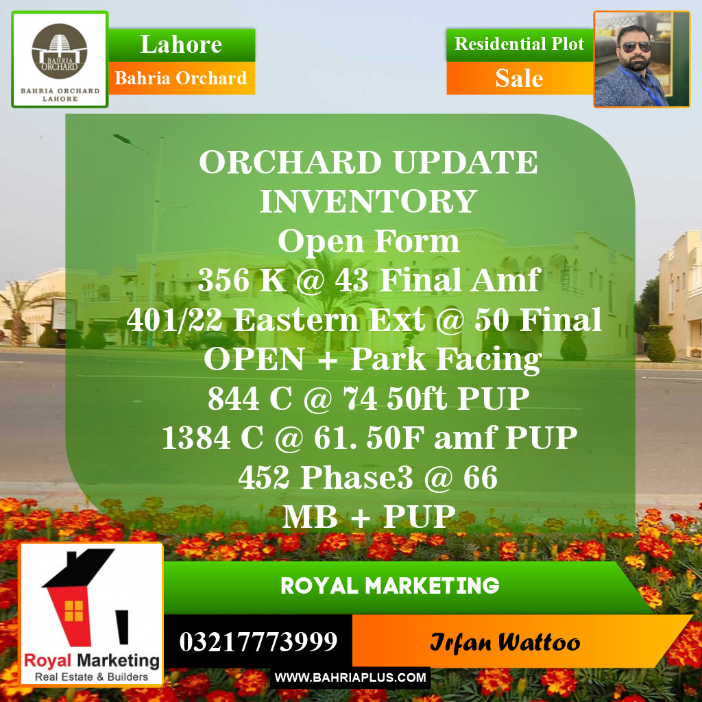 Residential Plot for Sale in Bahria Orchard, Lahore - (BP-151771)
