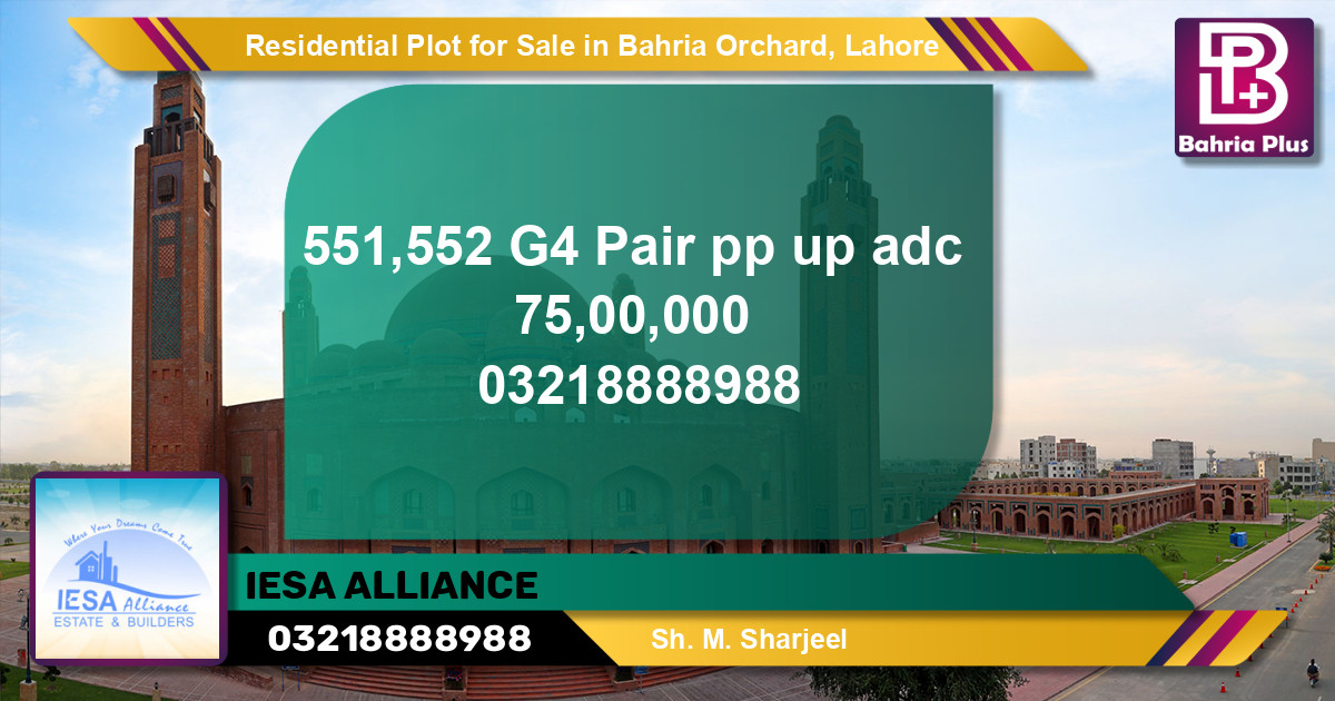 Residential Plot for Sale in Bahria Orchard, Lahore - (BP-151800)
