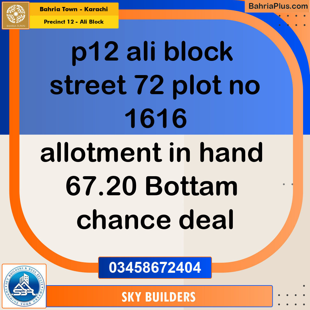 125 Sq. Yards Residential Plot for Sale in Precinct 12 - Ali Block -  Bahria Town, Karachi - (BP-151859)