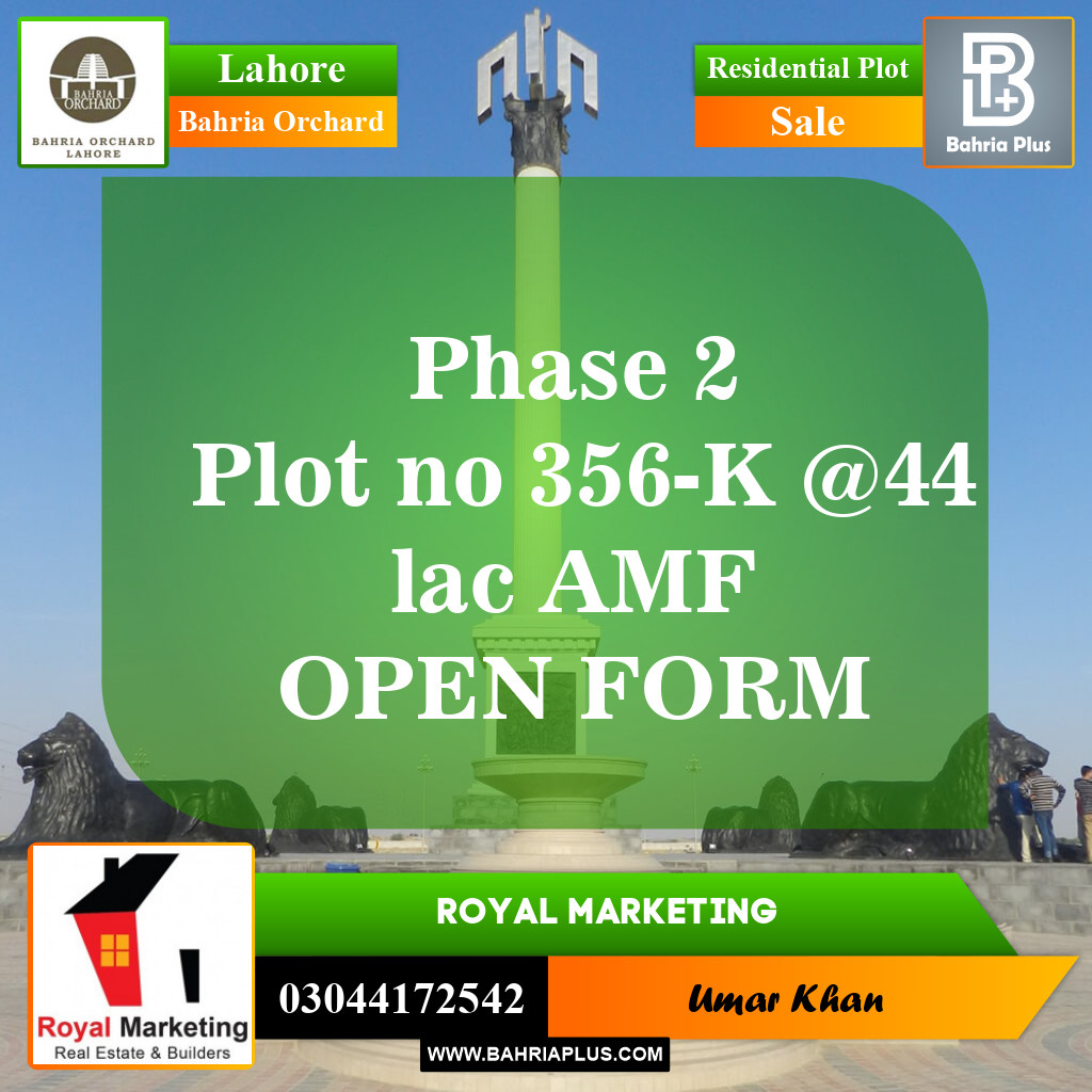 Residential Plot for Sale in Bahria Orchard, Lahore - (BP-151863)