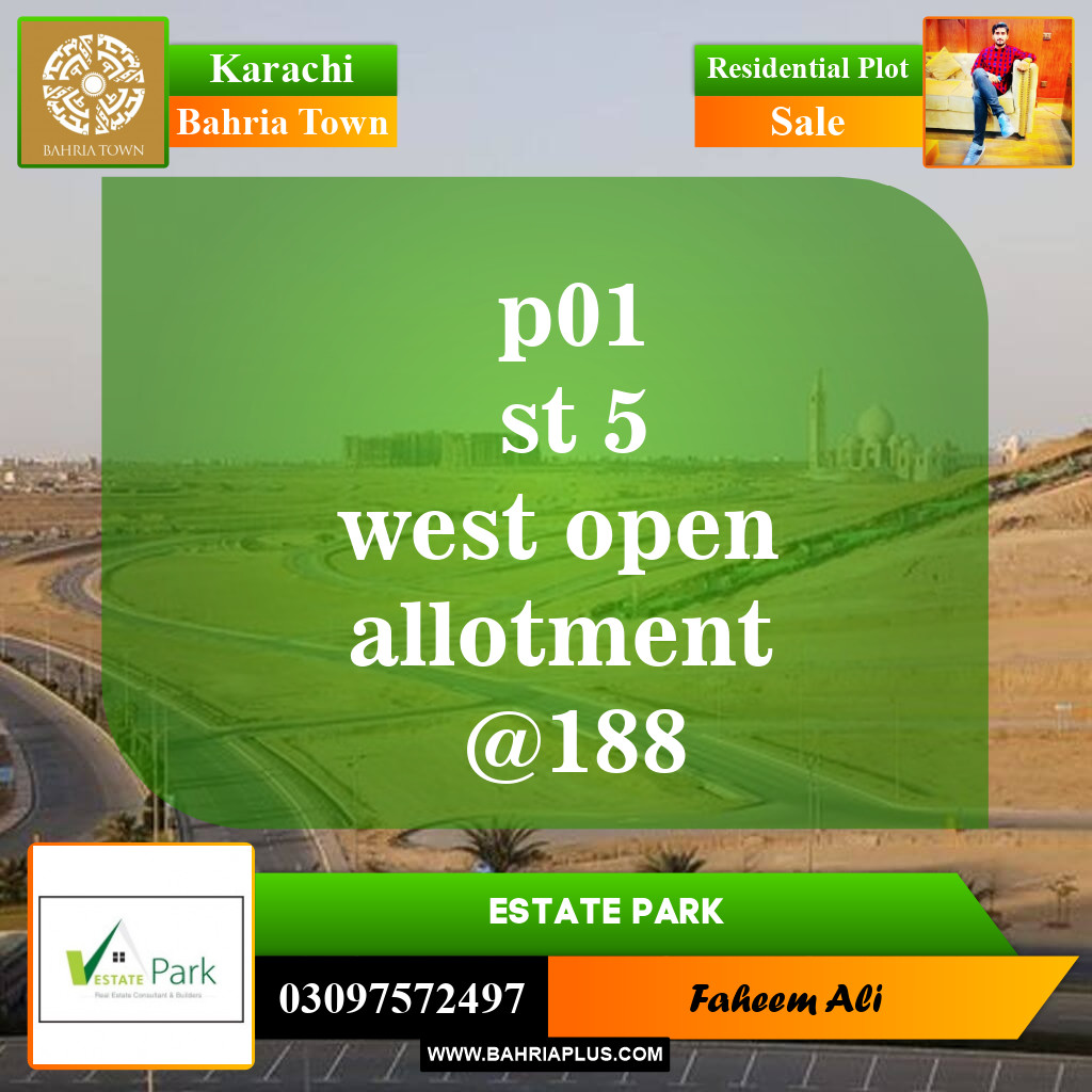 250 Sq. Yards Residential Plot for Sale in Precinct 1 -  Bahria Town, Karachi - (BP-151867)