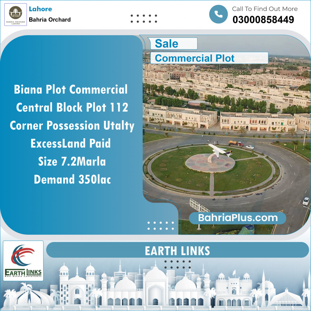 Commercial Plot for Sale in Phase 1 - Central District -  Bahria Orchard, Lahore - (BP-151868)