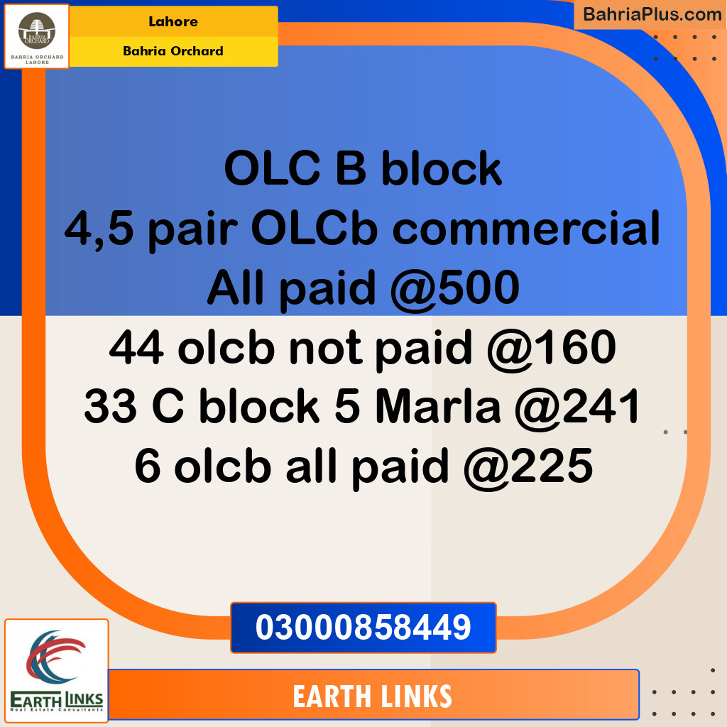 Commercial Plot for Sale in OLC B Commercial -  Bahria Orchard, Lahore - (BP-151870)