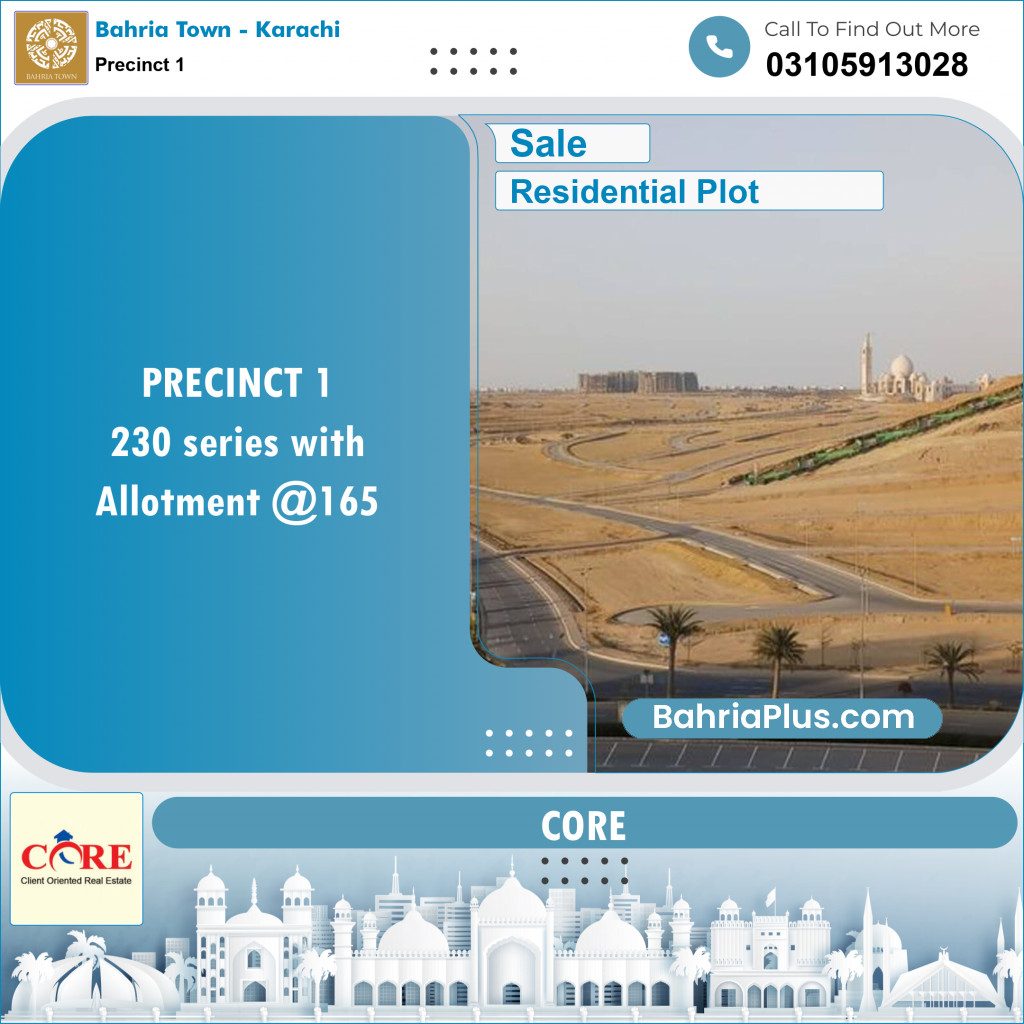 250 Sq. Yards Residential Plot for Sale in Precinct 1 -  Bahria Town, Karachi - (BP-151878)
