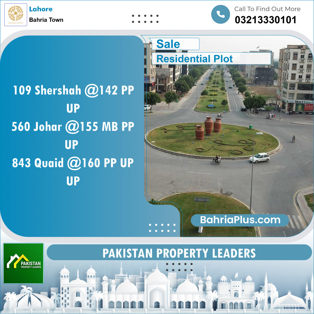 Residential Plot for Sale in Sector F - Shershah Block -  Bahria Town, Lahore - (BP-151887)