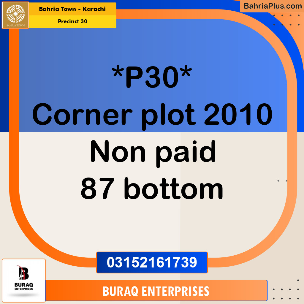 250 Sq. Yards Residential Plot for Sale in Precinct 30 -  Bahria Town, Karachi - (BP-151890)