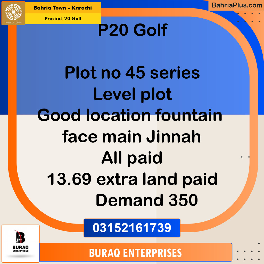 Residential Plot for Sale in Precinct 20 Golf -  Bahria Town, Karachi - (BP-151894)
