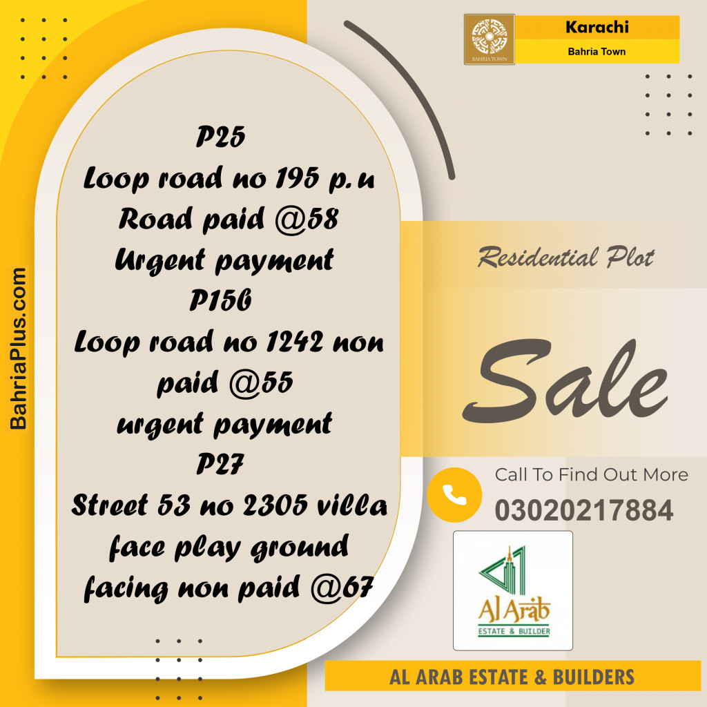 125 Sq. Yards Residential Plot for Sale in Precinct 25 -  Bahria Town, Karachi - (BP-151899)