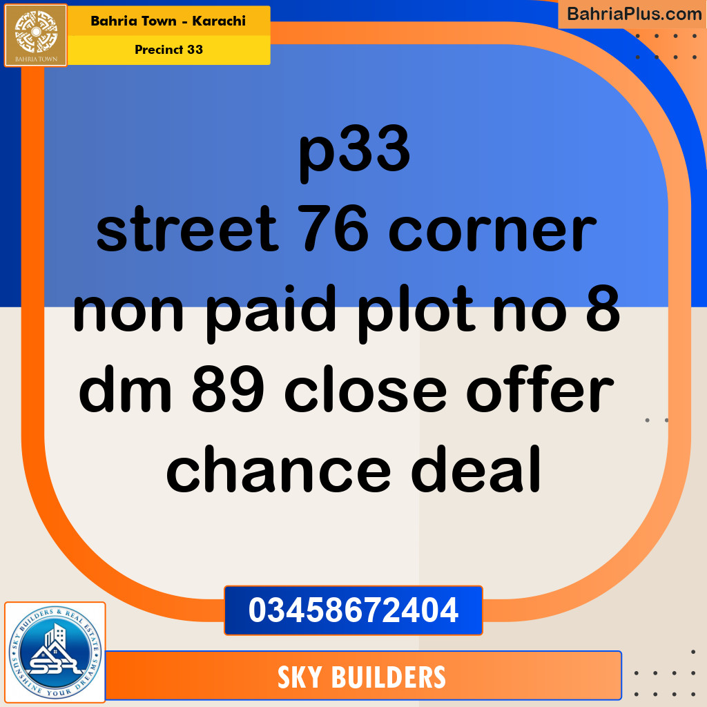 Residential Plot for Sale in Precinct 33 -  Bahria Town, Karachi - (BP-151913)