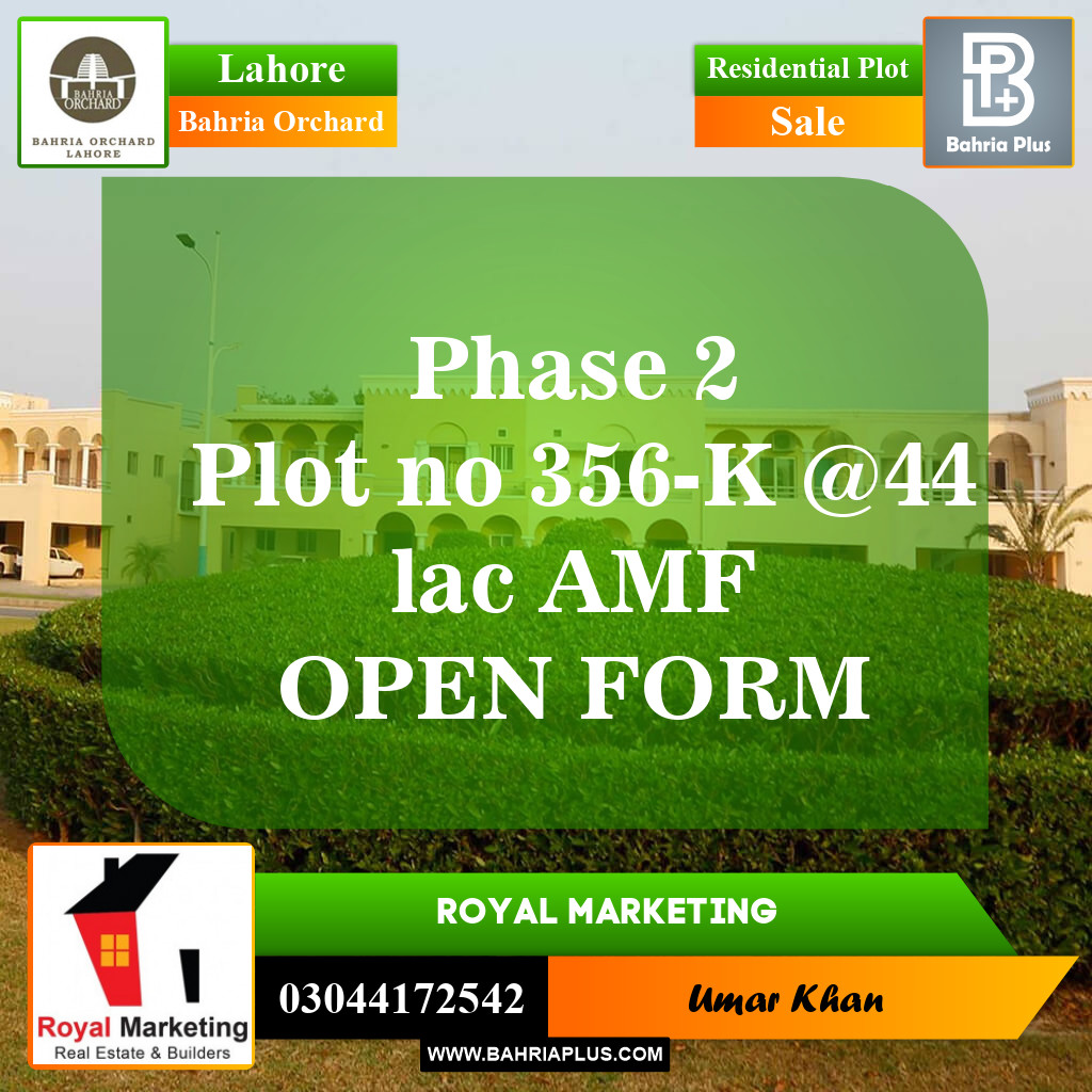 Residential Plot for Sale in Bahria Orchard, Lahore - (BP-151916)