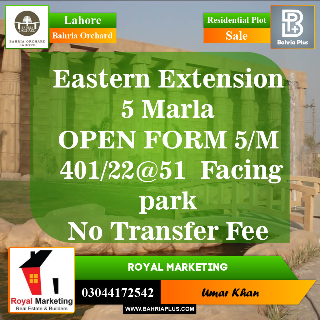 Residential Plot for Sale in Bahria Orchard, Lahore - (BP-151918)