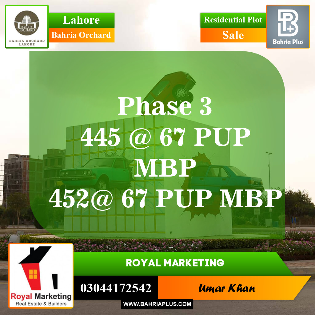 Residential Plot for Sale in Bahria Orchard, Lahore - (BP-151919)
