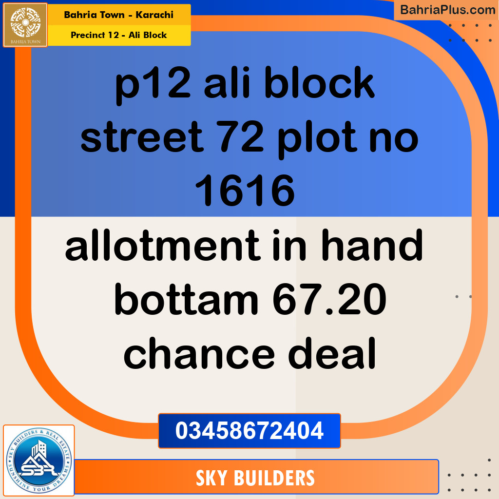 125 Sq. Yards Residential Plot for Sale in Precinct 12 - Ali Block -  Bahria Town, Karachi - (BP-151926)