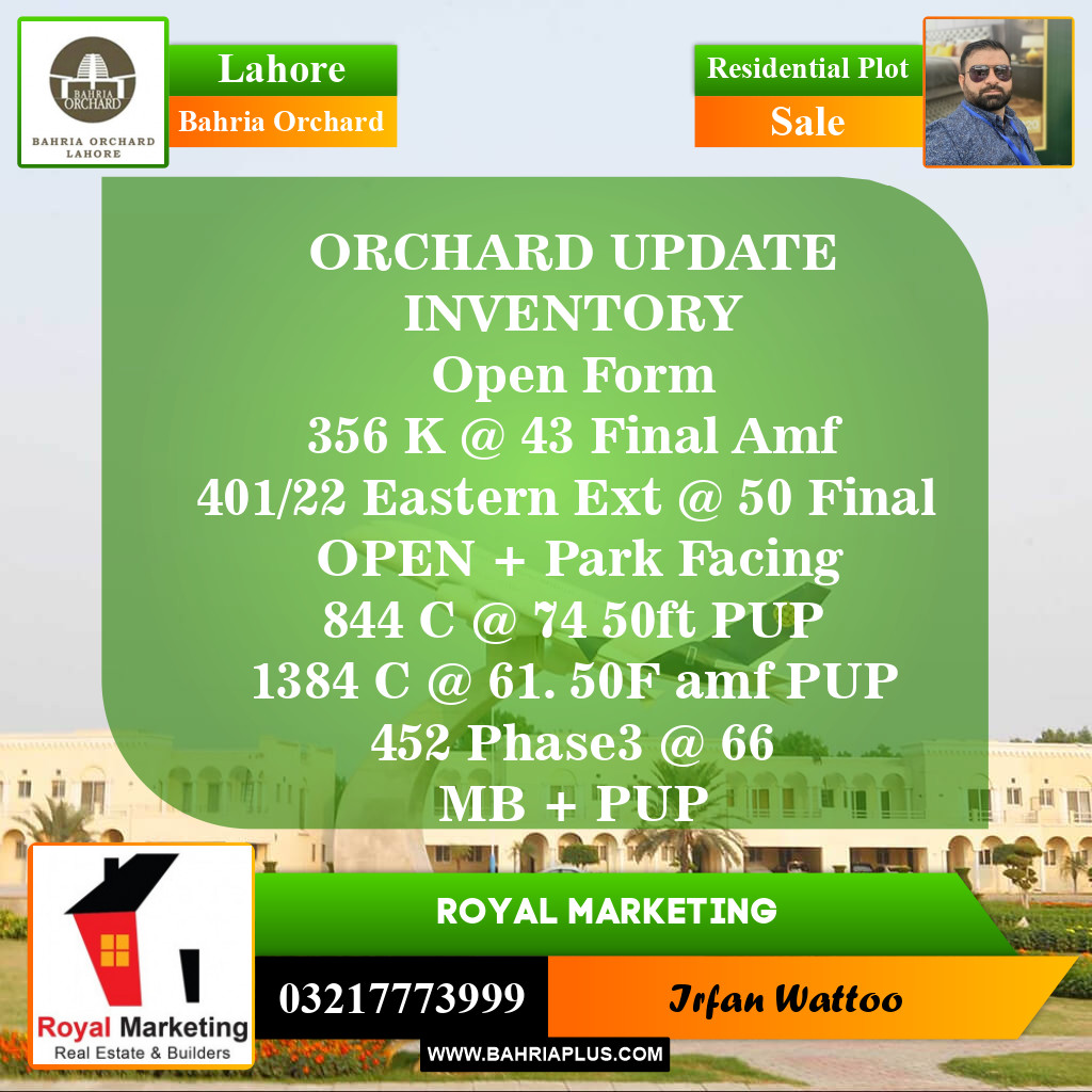 Residential Plot for Sale in Bahria Orchard, Lahore - (BP-151939)