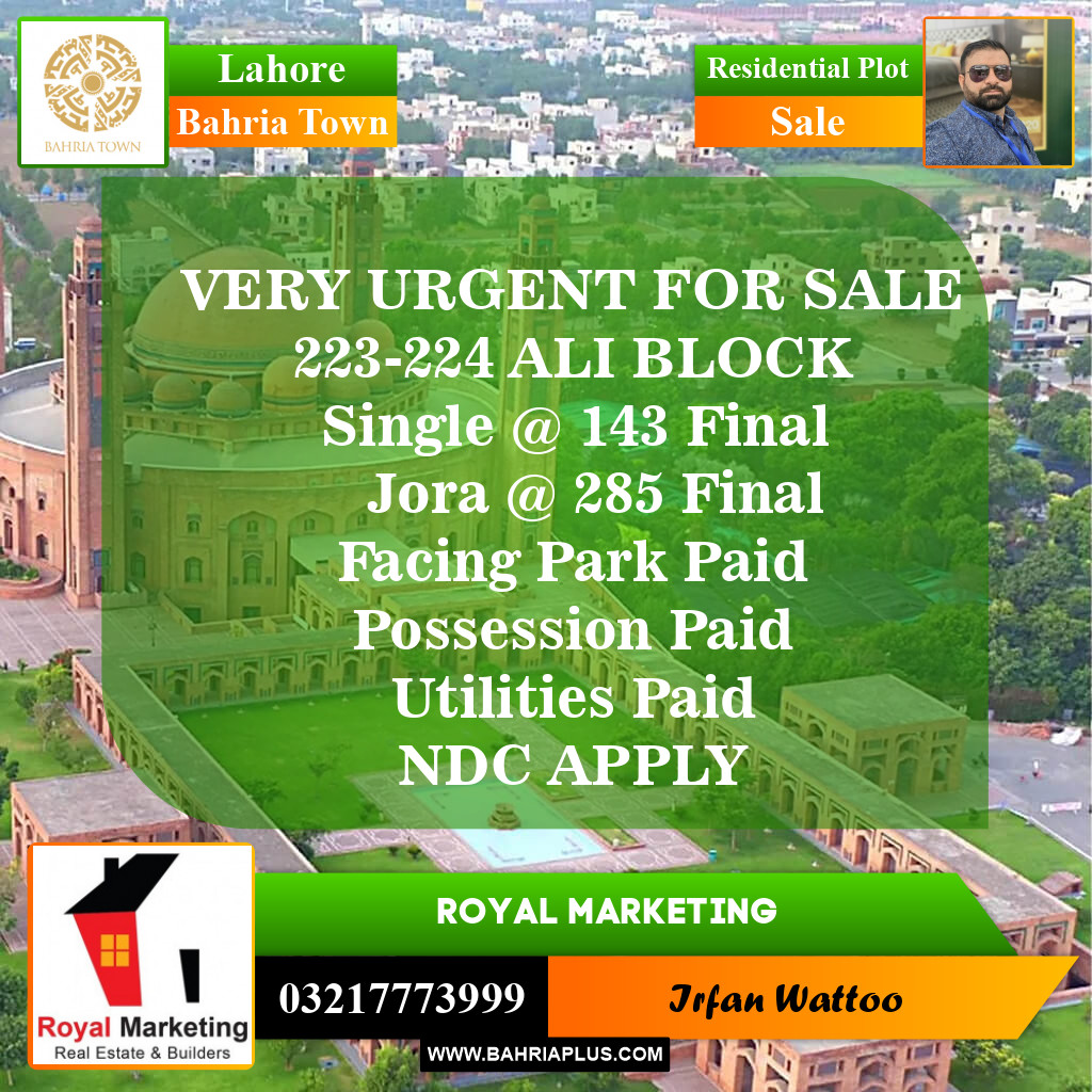 Residential Plot for Sale in Bahria Town, Lahore - (BP-151940)