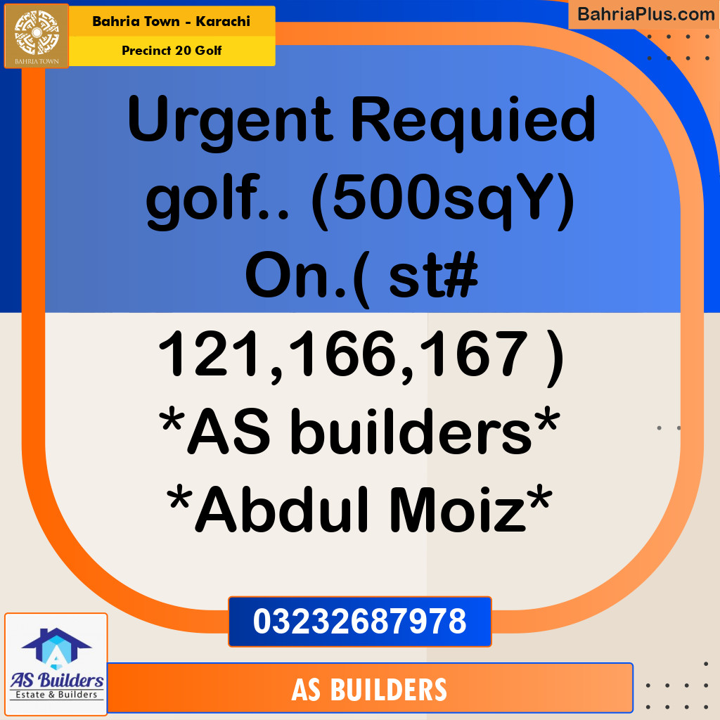 500 Sq. Yards Residential Plot for Sale in Precinct 20 Golf -  Bahria Town, Karachi - (BP-151944)