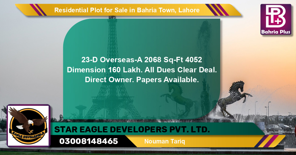 Residential Plot for Sale in Bahria Town, Lahore - (BP-151957)