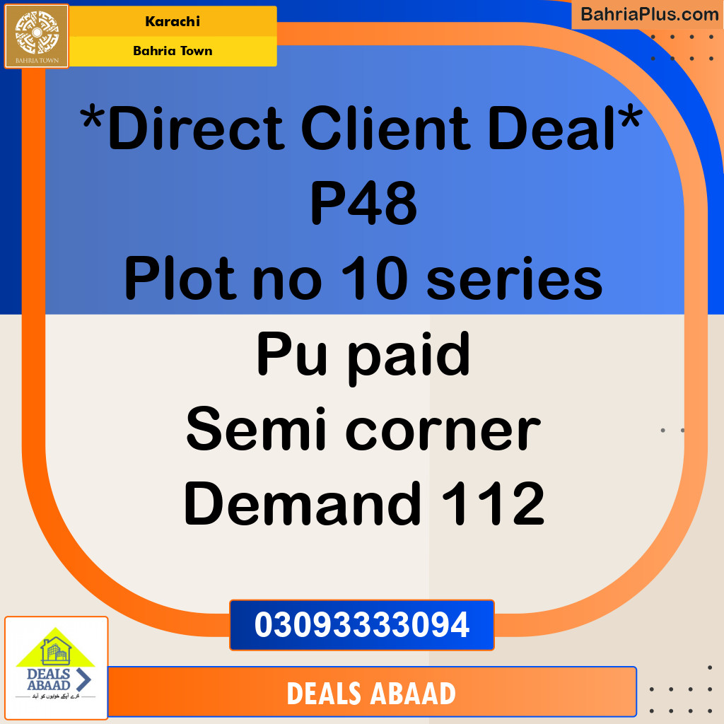 Residential Plot for Sale in Precinct 48 -  Bahria Town, Karachi - (BP-151963)