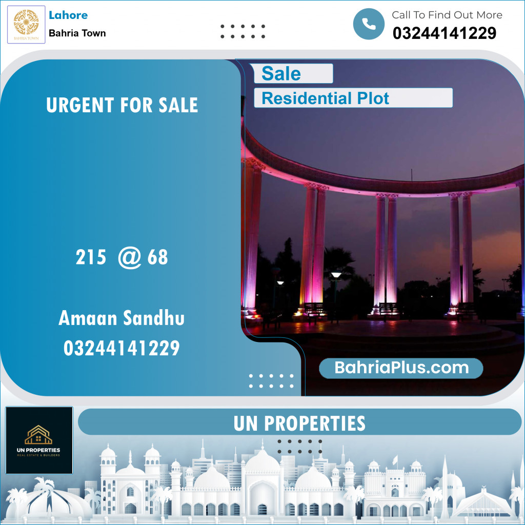 Residential Plot for Sale in Bahria Town, Lahore - (BP-151974)