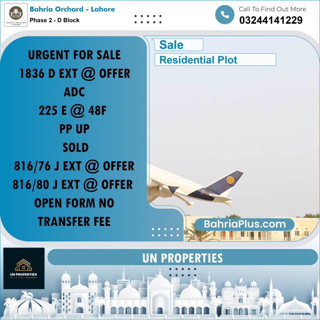 Residential Plot for Sale in Phase 2 - D Block -  Bahria Orchard, Lahore - (BP-151978)