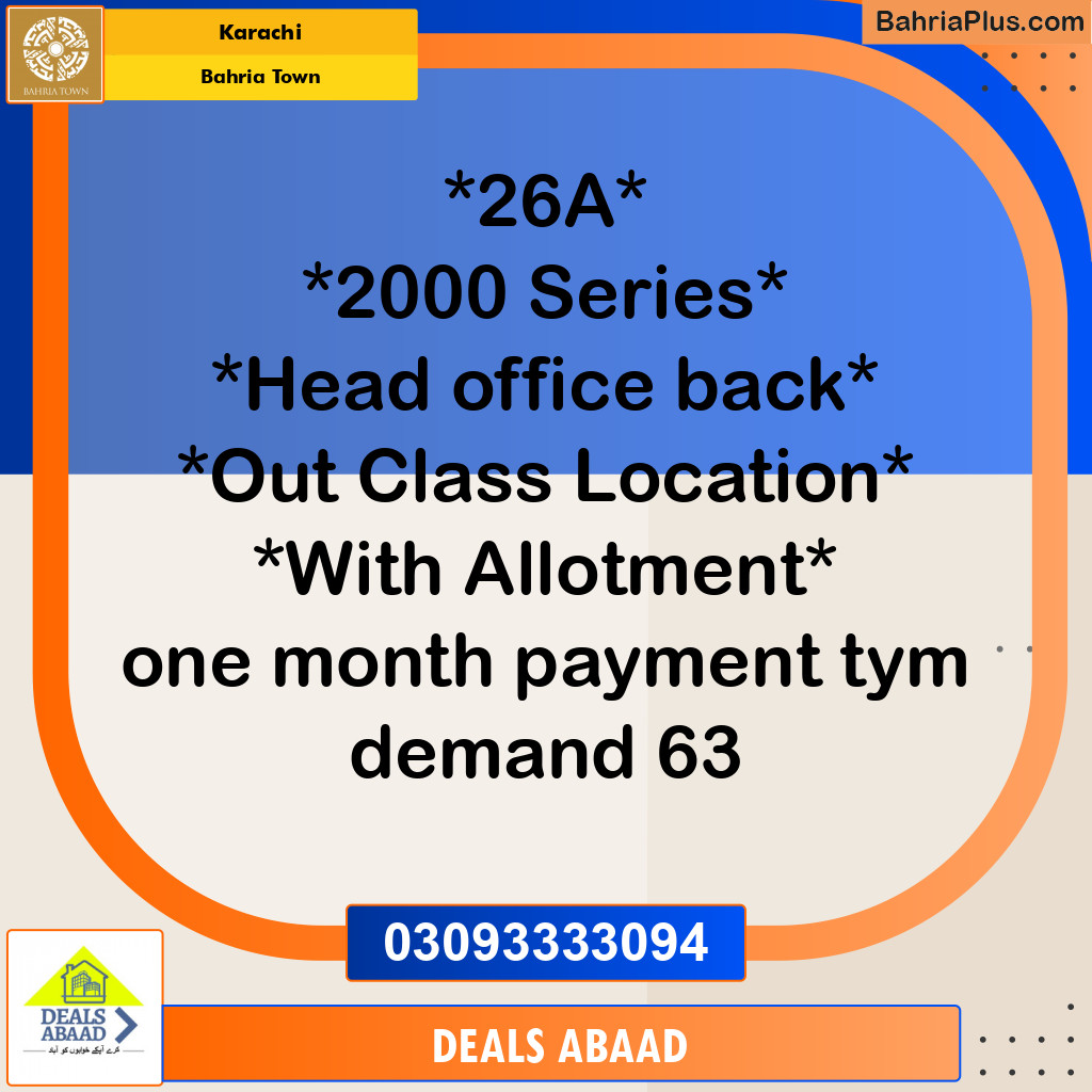 125 Sq. Yards Residential Plot for Sale in Precinct 26A -  Bahria Town, Karachi - (BP-151984)