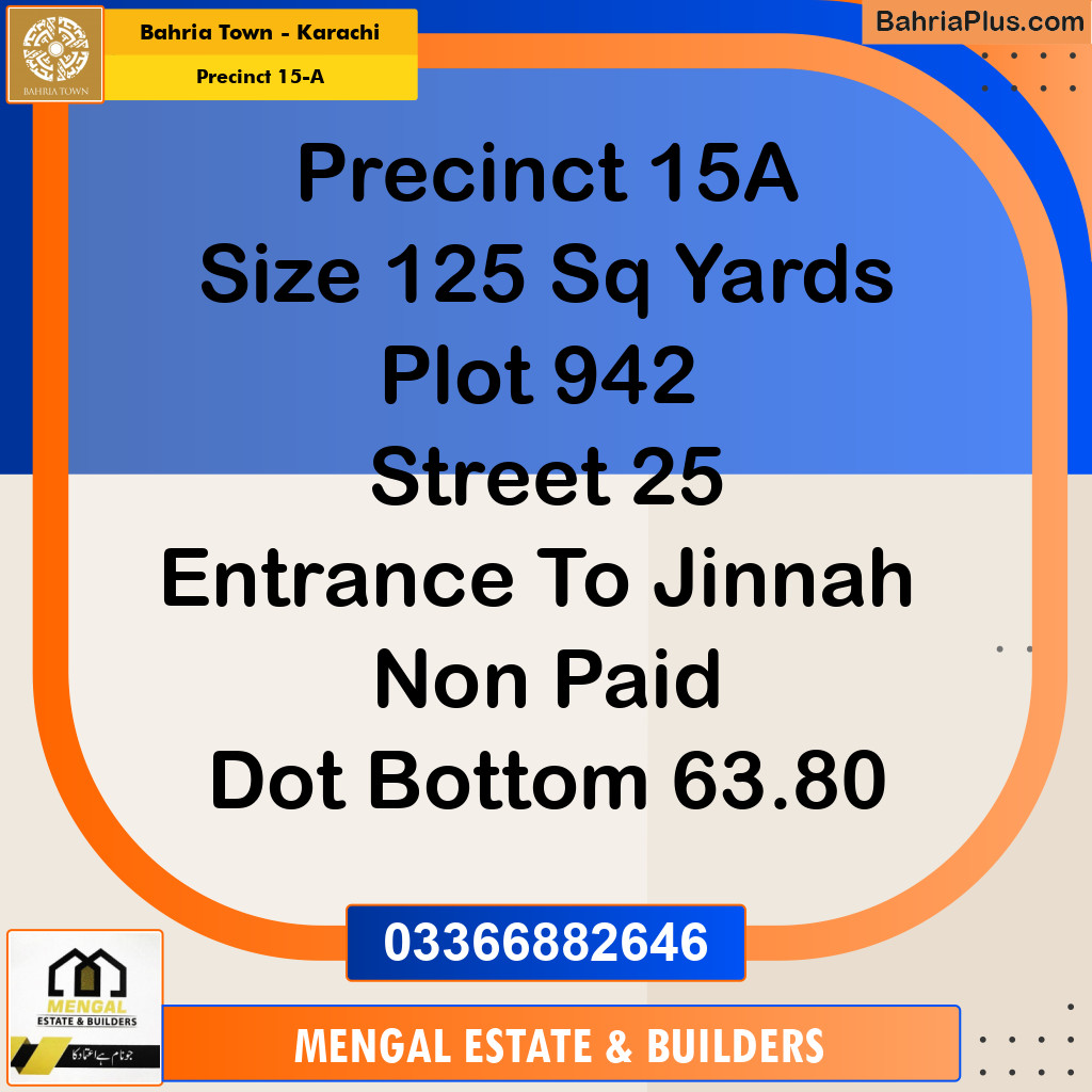 125 Sq. Yards Residential Plot for Sale in Precinct 15-A -  Bahria Town, Karachi - (BP-151990)