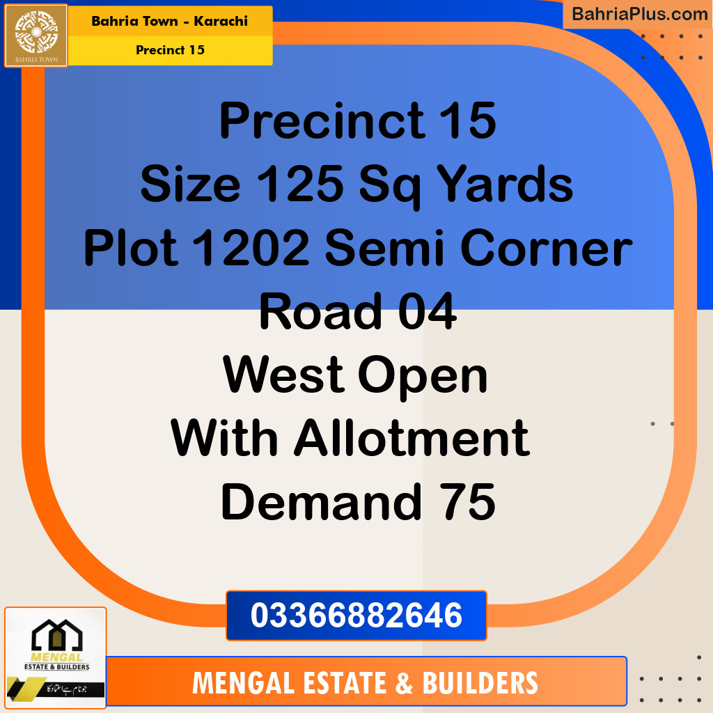 125 Sq. Yards Residential Plot for Sale in Precinct 15 -  Bahria Town, Karachi - (BP-151991)