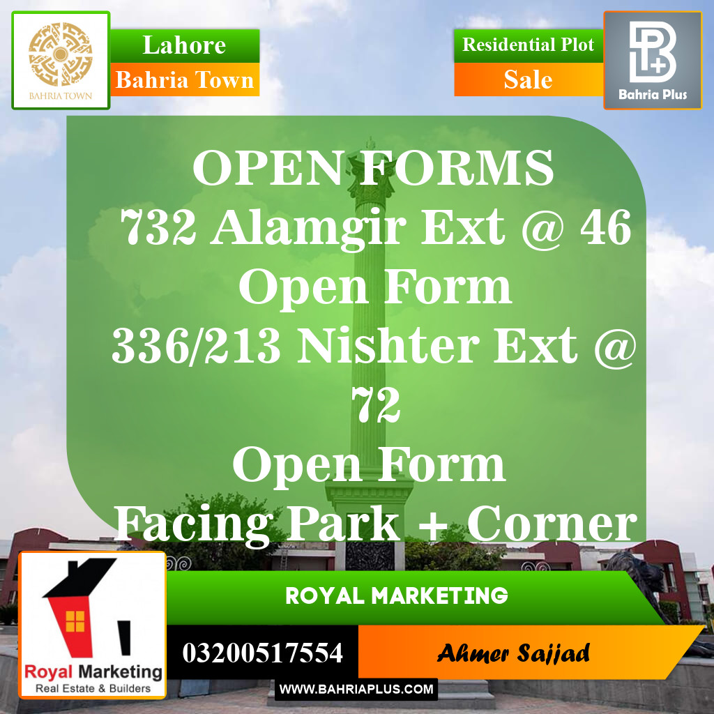Residential Plot for Sale in Sector F - Alamgir Block -  Bahria Town, Lahore - (BP-152022)