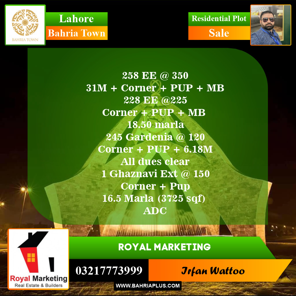 Residential Plot for Sale in Bahria Town, Lahore - (BP-152151)