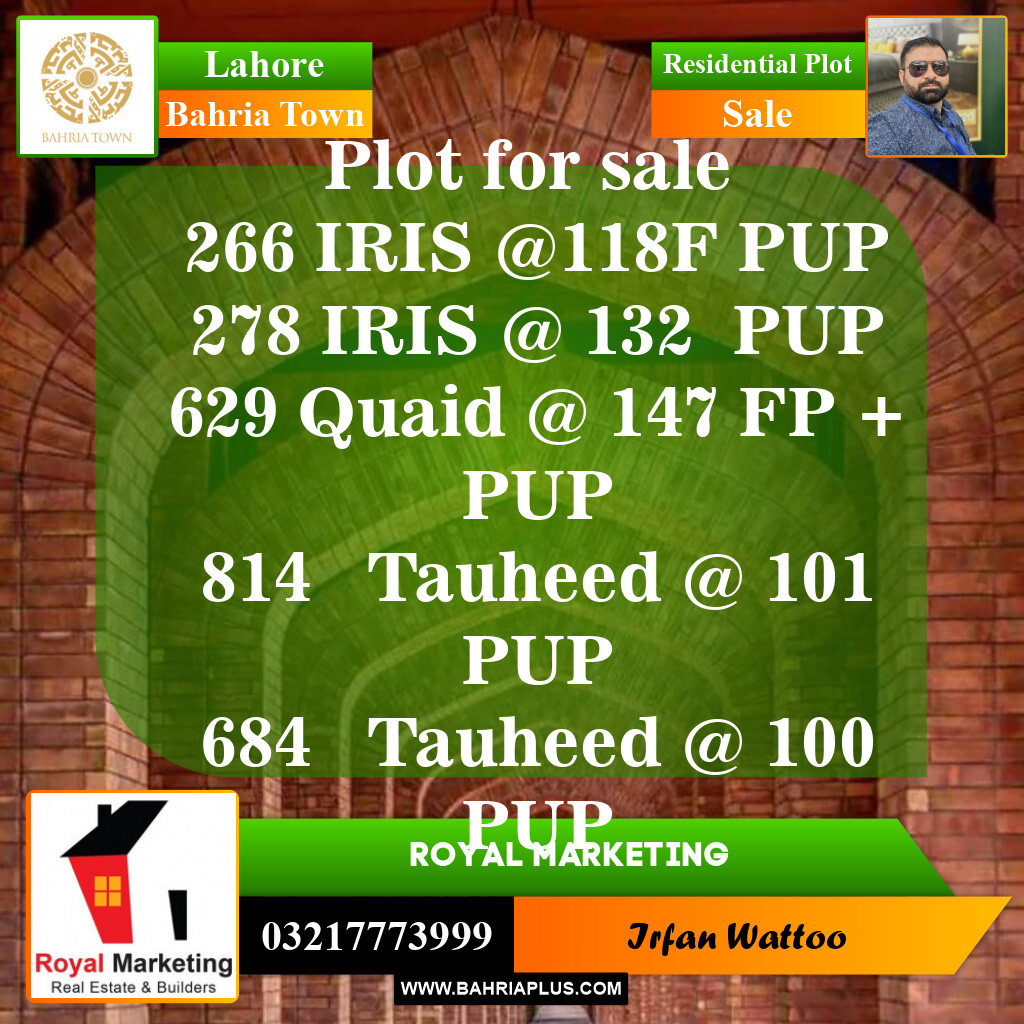 Residential Plot for Sale in Bahria Town, Lahore - (BP-152156)