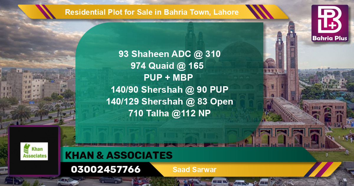 Residential Plot for Sale in Bahria Town, Lahore - (BP-152180)