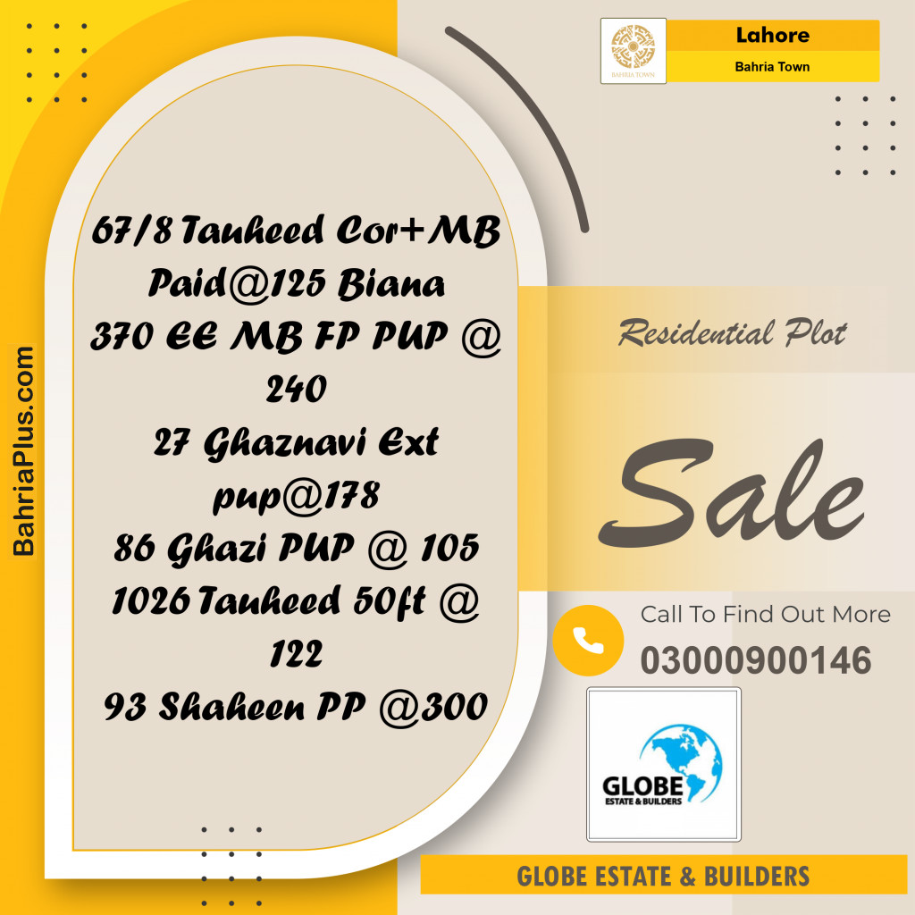 Residential Plot for Sale in Bahria Town, Lahore - (BP-152186)