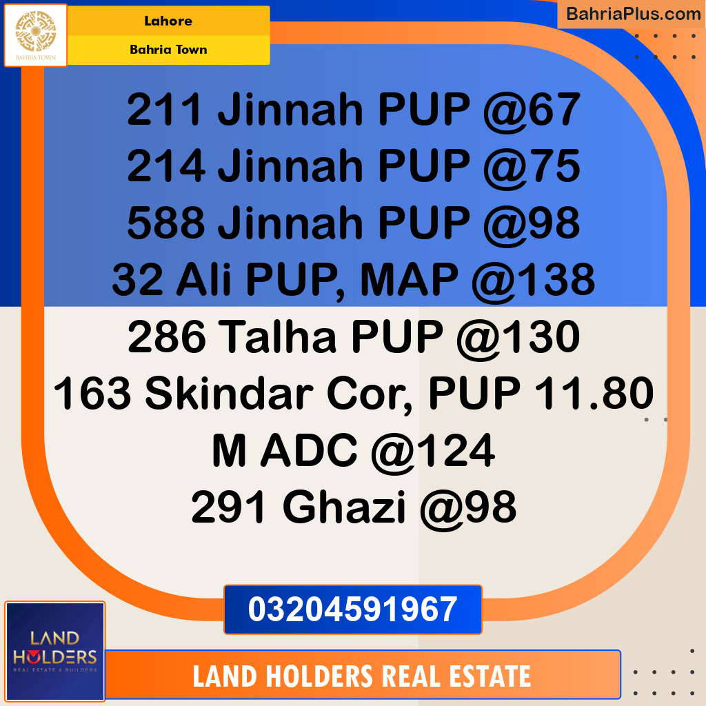 Residential Plot for Sale in Bahria Town, Lahore - (BP-152190)